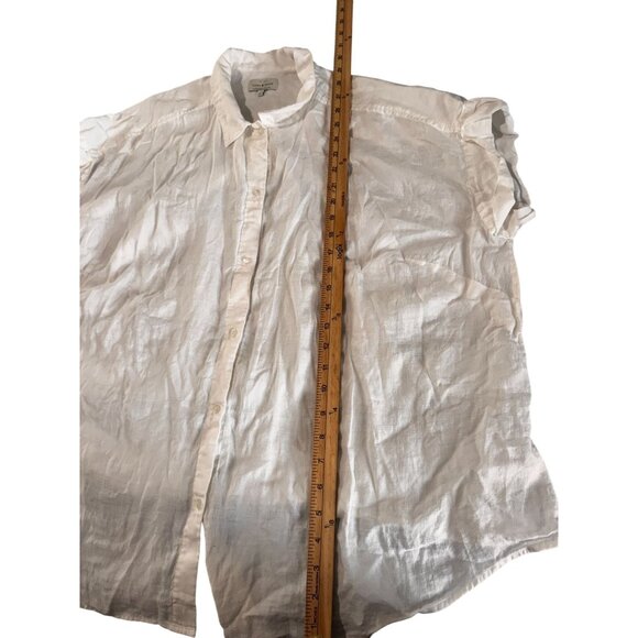 Lucky Brand White Button-Down Linen Shirt Womens 2X Relaxed Fit Short Sleeve Col - Picture 6 of 7